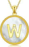 wholesale Gold 925 Sterling Silver Mother of Pearl Initial W Pendant Necklace for Women-0-0