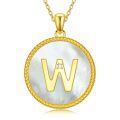 wholesale Gold 925 Sterling Silver Mother of Pearl Initial W Pendant Necklace for Women-0-0