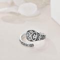 wholesale 925 Sterling Silver Open Ring Vintage Cross Floral Filigree Oxidized Adjustable Band-0-1