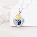 wholesale 925 Sterling Silver Blue Crystal Sunflower Heart Pendant Necklace  for Women-0-1