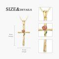 wholesale 14K Gold Rose Flower Vine Cross Pendant Necklace for Women Gifts for Mom Wife Love-0-3