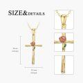 wholesale 14k Rose Cross Pendant With Green Leaf Detail On Chain-0-3