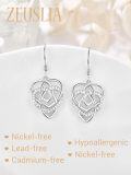 wholesale 925 Sterling Silver Celtic Heart Knot Drop Earrings for Women - Irish Style  Ideas-0-2