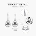 wholesale 925 Sterling Silver Teardrop Triquetra Drop Dangle Earrings Witchcraft Celtic Knots Protection  for Women Girls-0-3