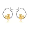 wholesale 925 Sterling Silver Gold Plated Hen Charm Hoop Earrings Wholesale for Women Girls Mothers Day Gift-0-0