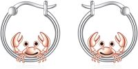 wholesale 925 Sterling Silver Rose Gold Crab Hoop Earrings - Cute Animal  for Her-Silver