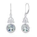 wholesale 925 Sterling Silver Celtic Knot Tree of Life Drop Dangle Leverback Earrings with Abalone Shell Centerpiece-0-0