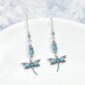 wholesale 925 Sterling Silver Turquoise Dragonfly Drop Earrings for Women-0-4