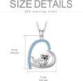 wholesale 925 Sterling Silver Blue Crystal Heart Otter Pendant Necklace for Women Mothers Day Gift-0-3