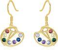 wholesale  Sterling Silver Colorful Stone Painter Palette Brush Dangle Earrings -0-0