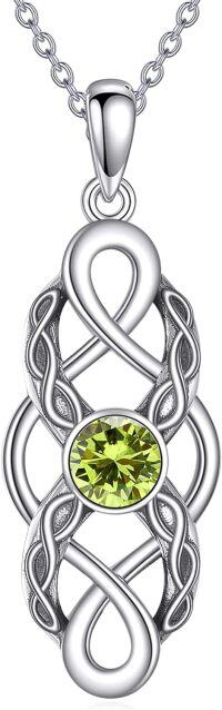 wholesale 925 Sterling Silver Celtic Knot Birthstone Pendant Necklace-August