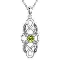 wholesale 925 Sterling Silver Celtic Knot Birthstone Pendant Necklace-August
