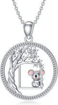 wholesale 925 Sterling Silver Cute Koala Tree Swing Pendant Necklace for Women Girls  43cm Chain Length-0-0