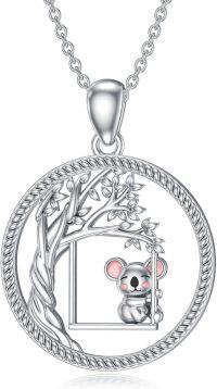 wholesale 925 Sterling Silver Cute Koala Tree Swing Pendant Necklace for Women Girls  43cm Chain Length-Koala Necklac
