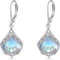wholesale 925 Sterling Silver Lotus Drop Earrings w/ Rainbow Moonstone & Amethyst-0-0