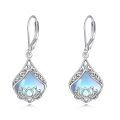 wholesale 925 Sterling Silver Moonstone Lotus Drop Earrings-0-0
