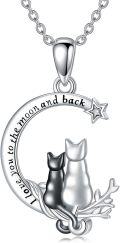 wholesale 925 Sterling Silver Moon & Cats Pendant Necklace for Women - Gifts for Her-0-0