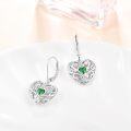 wholesale 925 Sterling Silver Birthstone Heart Earrings Leverback Dangle Hoop Hypoallergenic-0-2