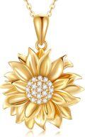 wholesale 14K Gold Lotus Flower Pendant Necklace with Cubic Zirconia Stones - Elegant s for Women-0-1