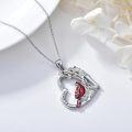 wholesale 925 Sterling Silver Red Cardinal Tree of Life Heart Pendant Necklace-0-2