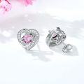 wholesale 925 Sterling Silver Birthstone Heart Stud Earrings Jewelry Gifts for Women-0-80