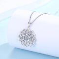 wholesale 925 Sterling Silver Blue Crystal Evil Eye Lotus Flower Mandala Pendant Necklace-0-2