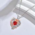 wholesale 925 Sterling Silver Red Crystal Rose Mom Love Forever Heart Pendant Necklaces-0-4