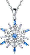 wholesale 925 Sterling Silver Cubic Zirconia Snowflake Necklace for Women Christmas Gift 18 Chain-0-0