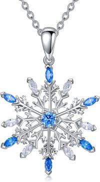 wholesale 925 Sterling Silver Cubic Zirconia Snowflake Necklace for Women Christmas Gift 18 Chain-A-Snowflake