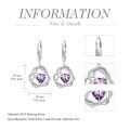 TOUPOP Sterling Silver Birthstone Double Heart Leverback Earrings-0-5
