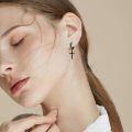 wholesale 925 Sterling Silver Turquoise Inlay Cross Hoop Earrings Wholesale For Men Women-0-3
