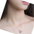 wholesale 925 Sterling Silver Pink Austrian Crystal Granddaughter I Love You Heart Pendant Necklace Gift for Women Girls-0-5