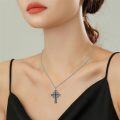 wholesale 925 Sterling Silver Celtic Cross Pendant with Black Zirconia and Intricate Knotwork Design Norse Viking Jewelry for Men Women 24 Chain -0-3