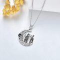wholesale 925 Sterling Silver Moon & Crystals Family Pendant Necklaces Gifts for Women Girls Mother's Day Jewelry-0-5