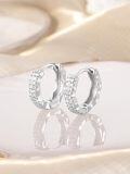 wholesale 925 Sterling Silver Wave Design Cubic Zirconia Huggie Hoop Earrings for Women Gift Ideas-0-2