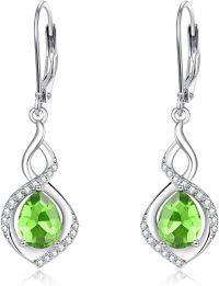 wholesale 925 Sterling Silver Infinity Birthstone Dangle Earrings for Women-08 Aug