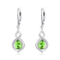 wholesale 925 Sterling Silver Infinity Birthstone Dangle Earrings for Women-08 Aug