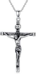 wholesale 925 Sterling Silver &  Celtic Crucifix Jesus Christ Fish Hook Cross Pendant Necklace for Men/Women-0-0