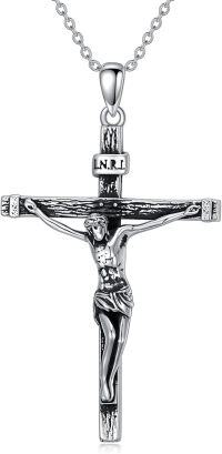 wholesale 925 Sterling Silver &  Celtic Crucifix Jesus Christ Fish Hook Cross Pendant Necklace for Men/Women-A Crucifix Necklace