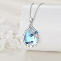 wholesale 925 Sterling Silver Blue Moonstone Dragonfly Pendant Necklace for Women-0-2