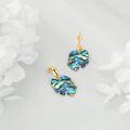wholesale 925 Sterling Silver Abalone Shell Palm Leaf Drop Dangle Earrings for Women-0-3
