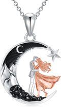 wholesale 925 Sterling Silver 925 Black Onyx Star & Moon Couple's Pendant Necklace for Women-0-0