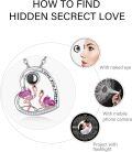 wholesale 925 Sterling Silver Pink Crystal Flamingos in Love Heart Pendant Necklace for Women's Gifts-0-4