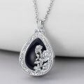 wholesale 925 Sterling Silver Teardrop Black Onyx Hummingbird & Roses Keepsake Pendant Ash Holder Memorial Jewelry with Funnel and Fill Tool for Women Girls (Black)-0-3