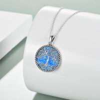 wholesale 925 Sterling Silver Tree Of Life Pendant With Mother Of Pearl Inlay-Blue opal tree