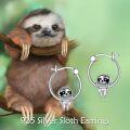 wholesale 925 Sterling Silver Sloth Hoop Earrings - Adorable Gift for Her-0-5