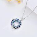 wholesale 925 Sterling Silver Metal Crystal Animal Pendant Necklace - Blue Stone Circle Design with Dragon Motif-0-2
