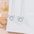 wholesale 925 Sterling Silver 6mm Heart Cut Moonstone Butterfly Threader Earrings for Women-0-1