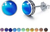 wholesale  Sterling Silver Tiger Eye Mood Stone Pink Quartz Amethyst Moonstone Stud Earrings -Celtic 8mm Mood Stone