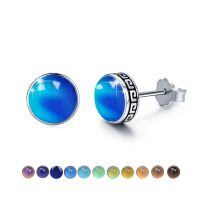 wholesale 925 Sterling Silver Blue Opal Stud Earrings Wholesale With 12 Color Options-Celtic 8mm Mood Stone